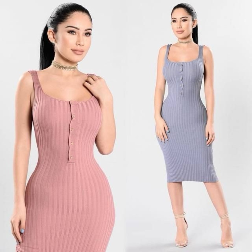 Mauve taupe ribbed sweater sleeveless midi dress